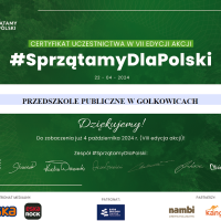 Certyfikat akcji #SprzątamyDlaPolski